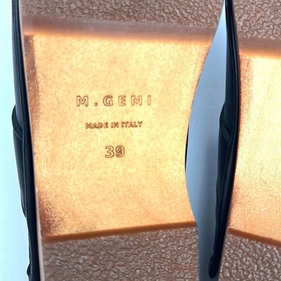 M. Gemi Black Leather Mules with Gold Accent - Picture 14 of 16